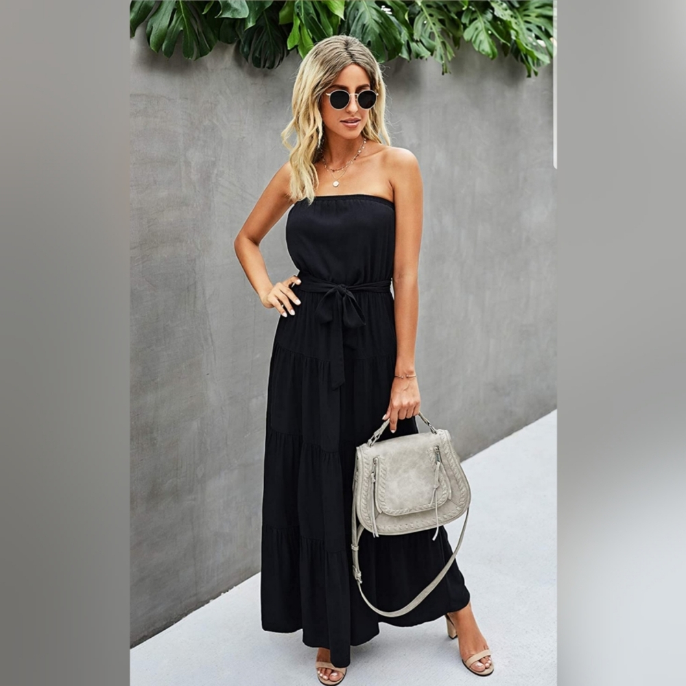 Casual Off Shoulder Wrap Maxi Dress Summer - Picture 4 of 5